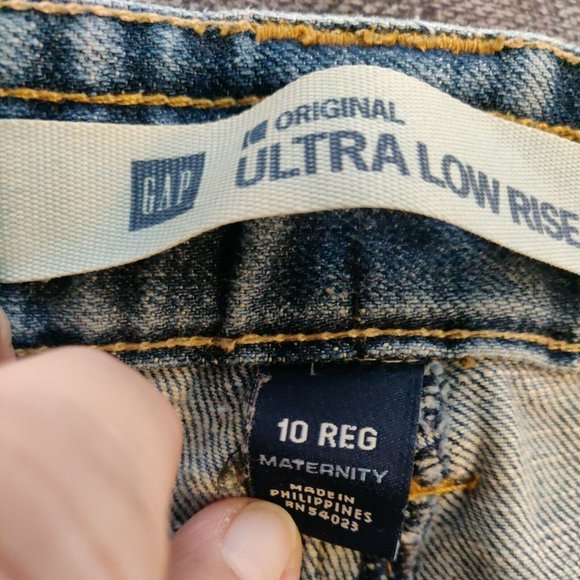 Gap Maternity women's size 10R blue denim jeans ultra low rise bootcut zip up - Picture 6 of 6